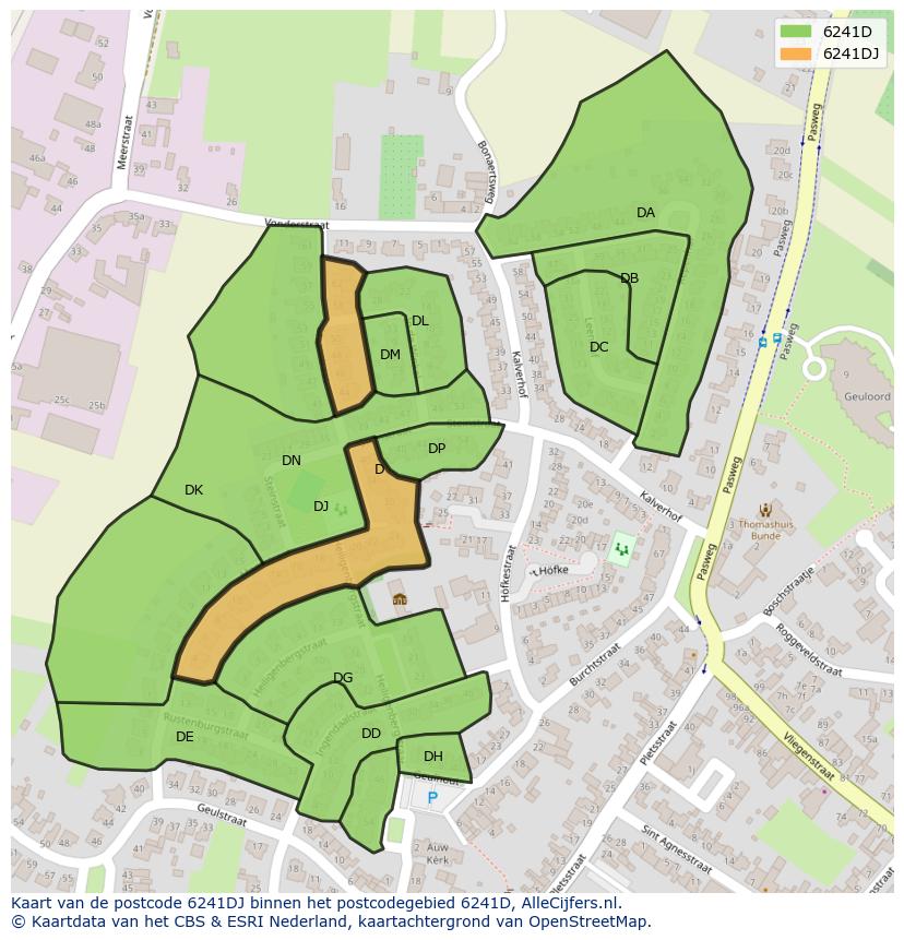 Afbeelding van het postcodegebied 6241 DJ op de kaart.