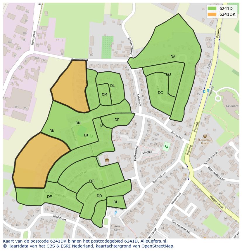 Afbeelding van het postcodegebied 6241 DK op de kaart.