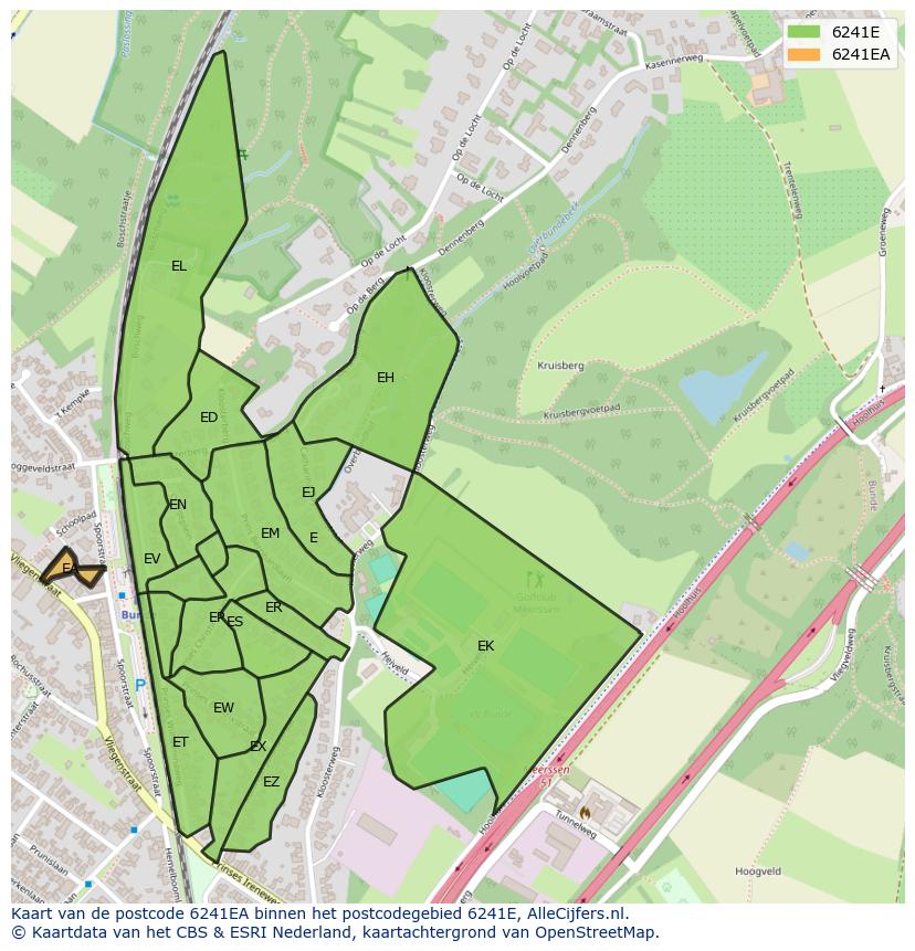 Afbeelding van het postcodegebied 6241 EA op de kaart.