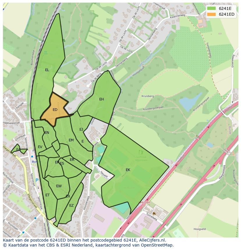 Afbeelding van het postcodegebied 6241 ED op de kaart.
