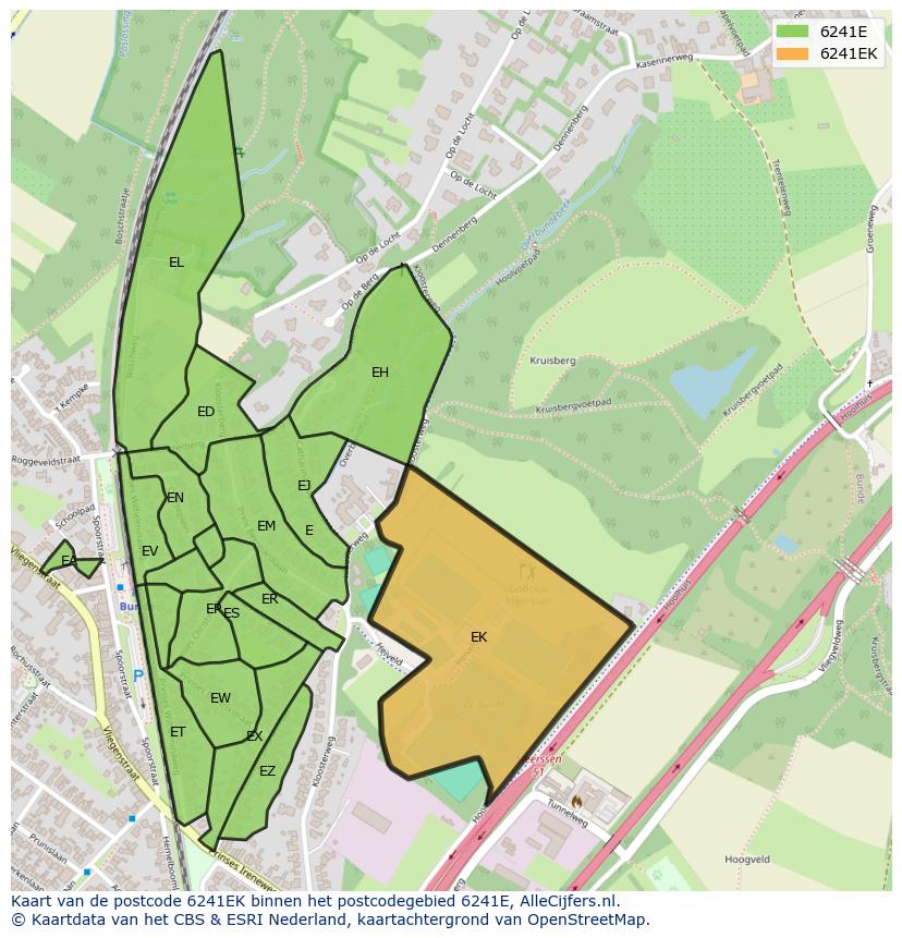 Afbeelding van het postcodegebied 6241 EK op de kaart.