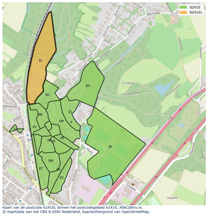Afbeelding van het postcodegebied 6241 EL op de kaart.