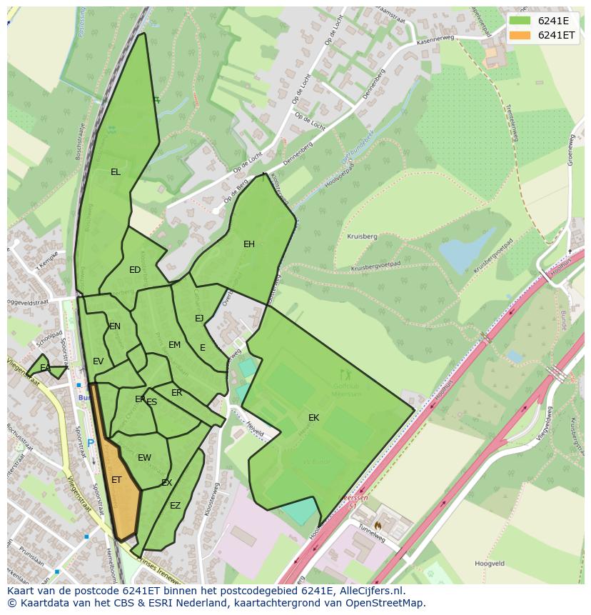 Afbeelding van het postcodegebied 6241 ET op de kaart.