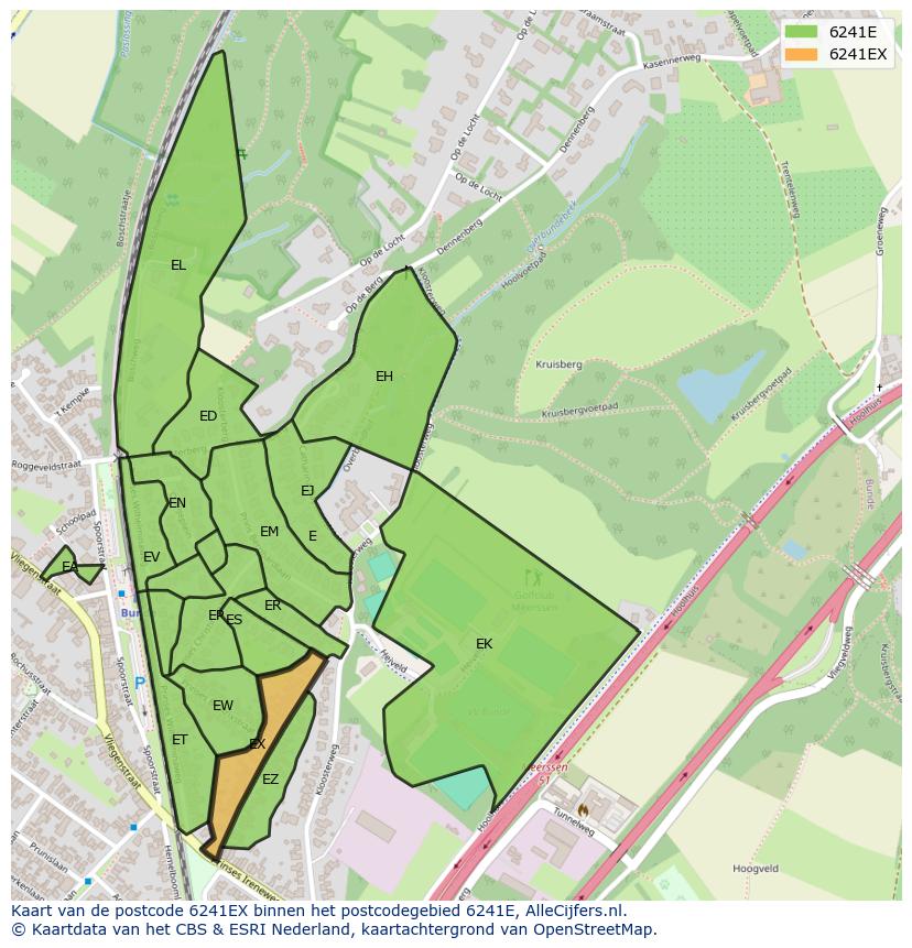 Afbeelding van het postcodegebied 6241 EX op de kaart.
