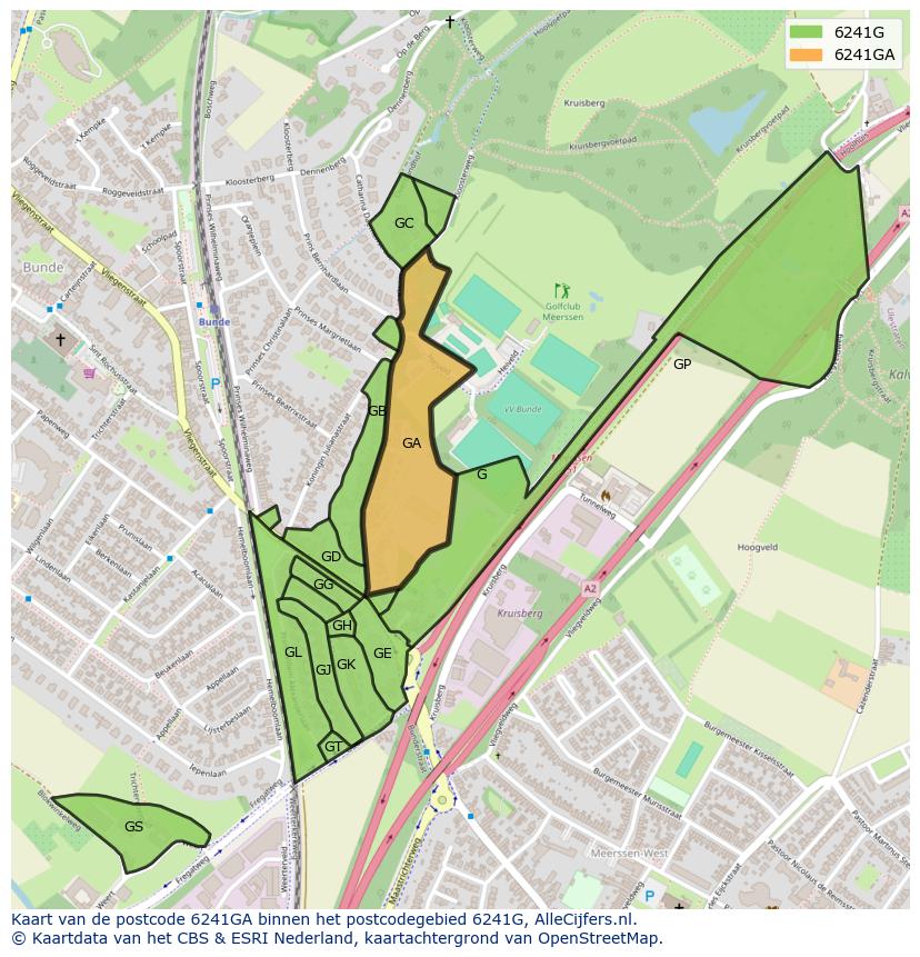 Afbeelding van het postcodegebied 6241 GA op de kaart.