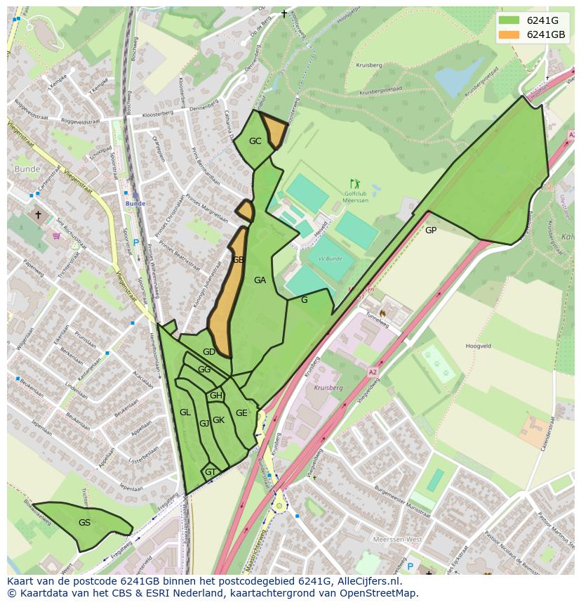 Afbeelding van het postcodegebied 6241 GB op de kaart.