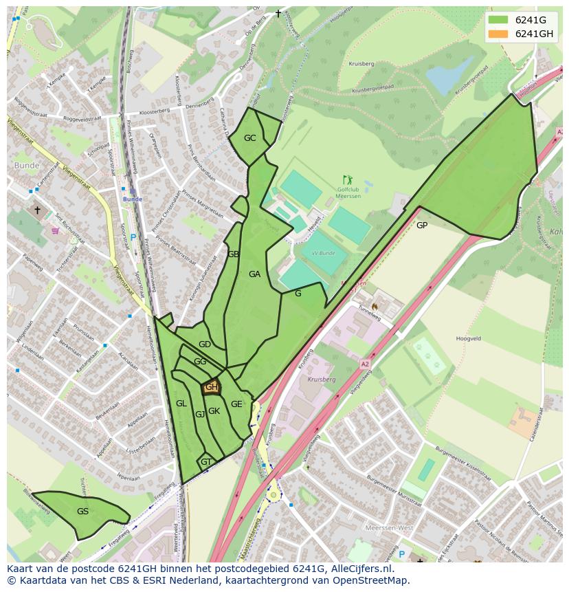 Afbeelding van het postcodegebied 6241 GH op de kaart.