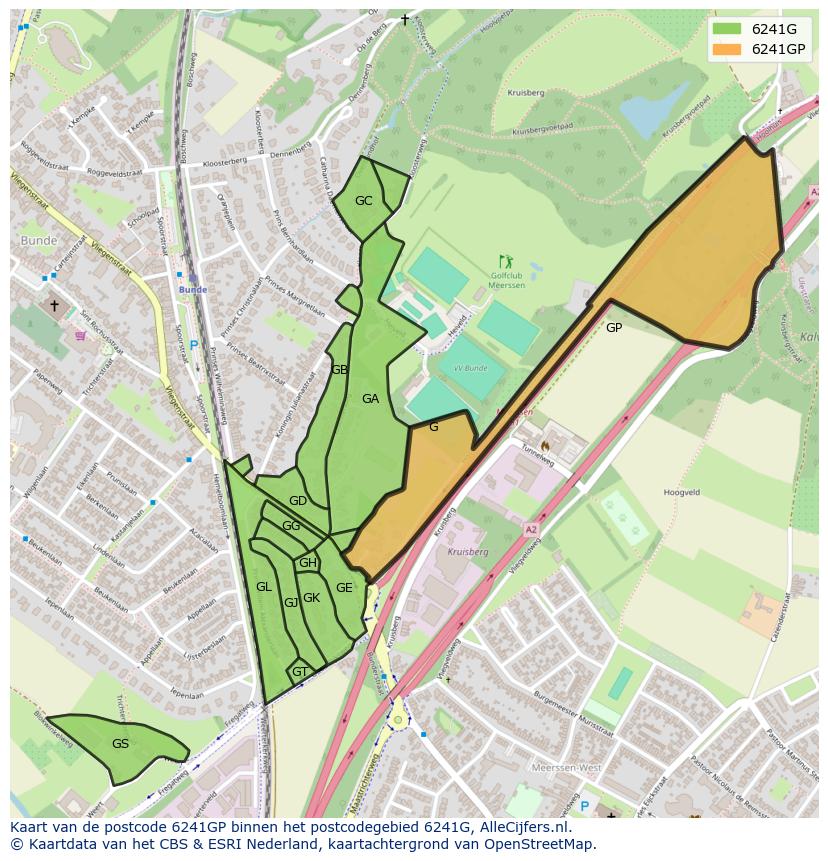 Afbeelding van het postcodegebied 6241 GP op de kaart.