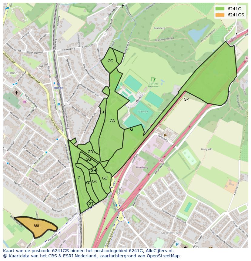 Afbeelding van het postcodegebied 6241 GS op de kaart.