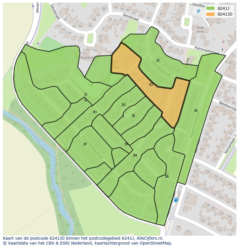Afbeelding van het postcodegebied 6241 JD op de kaart.