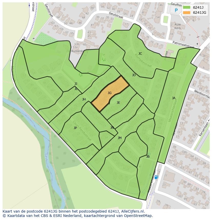 Afbeelding van het postcodegebied 6241 JG op de kaart.