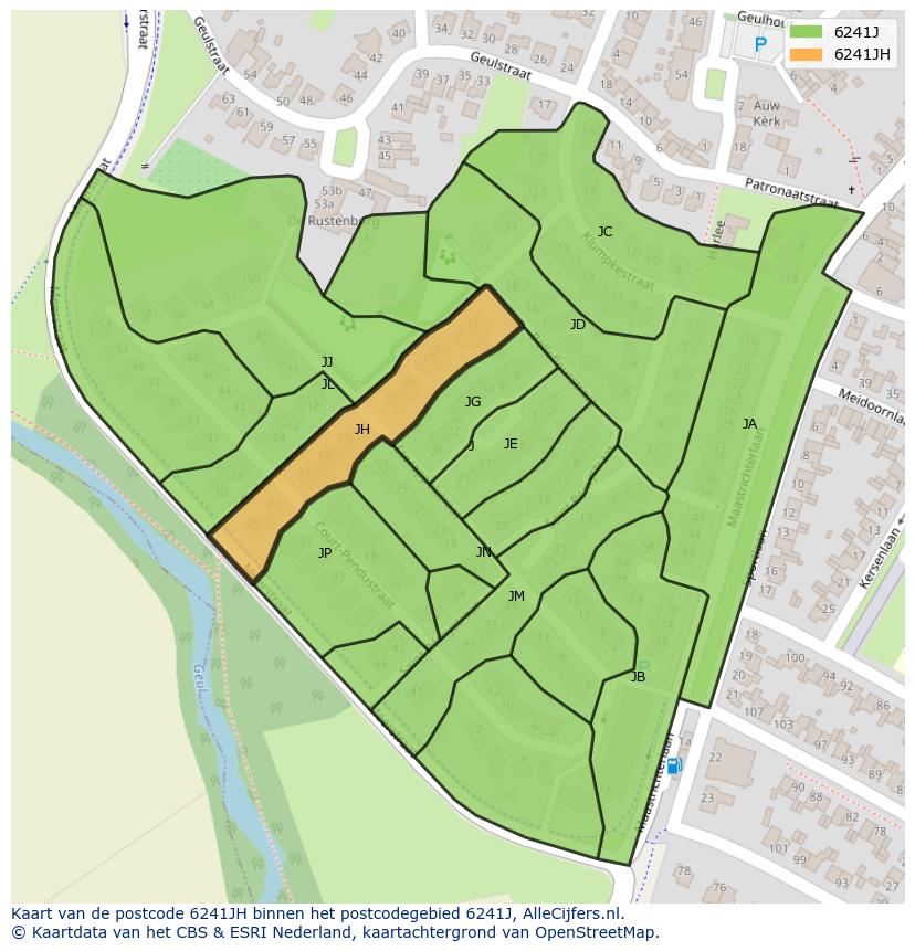 Afbeelding van het postcodegebied 6241 JH op de kaart.