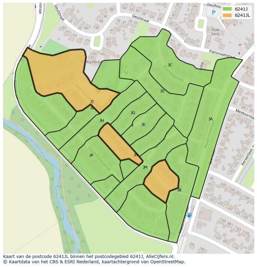 Afbeelding van het postcodegebied 6241 JL op de kaart.