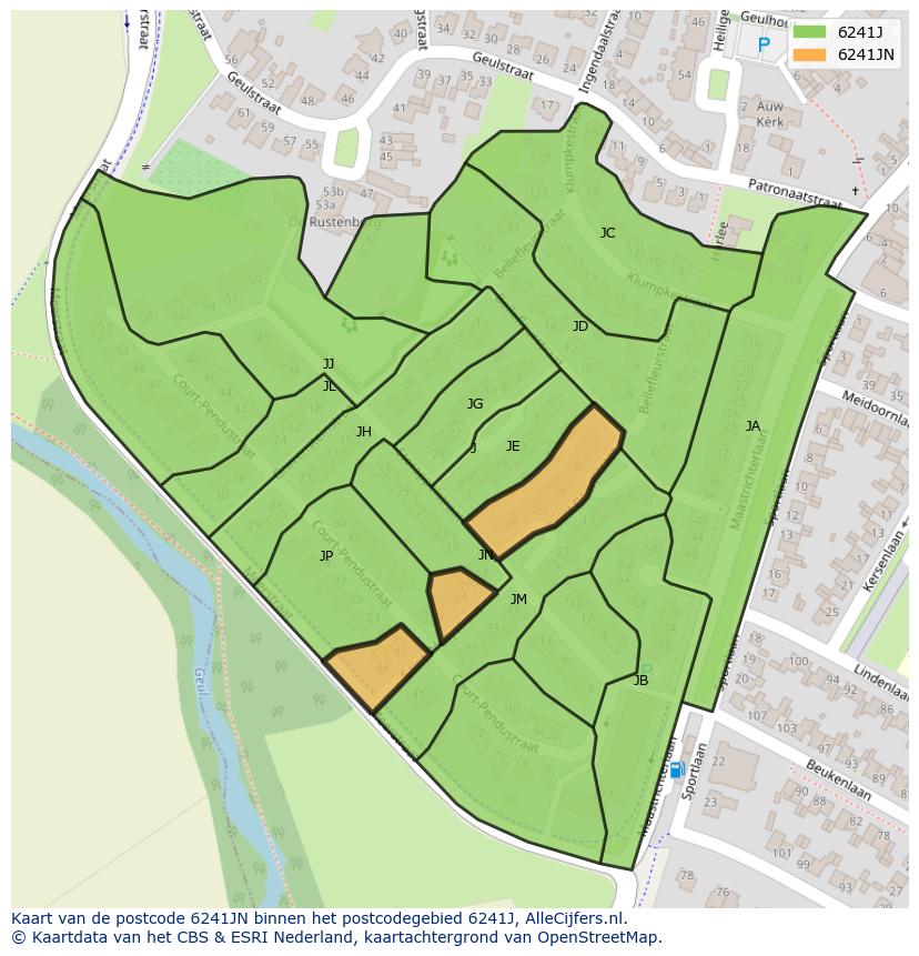 Afbeelding van het postcodegebied 6241 JN op de kaart.