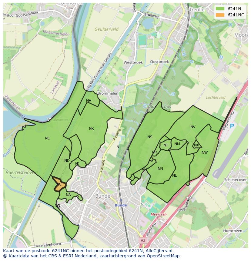 Afbeelding van het postcodegebied 6241 NC op de kaart.