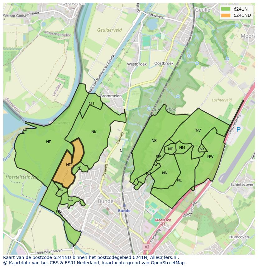 Afbeelding van het postcodegebied 6241 ND op de kaart.