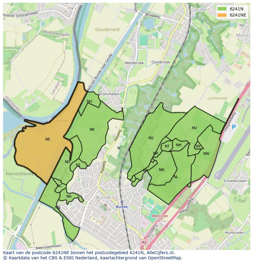 Afbeelding van het postcodegebied 6241 NE op de kaart.