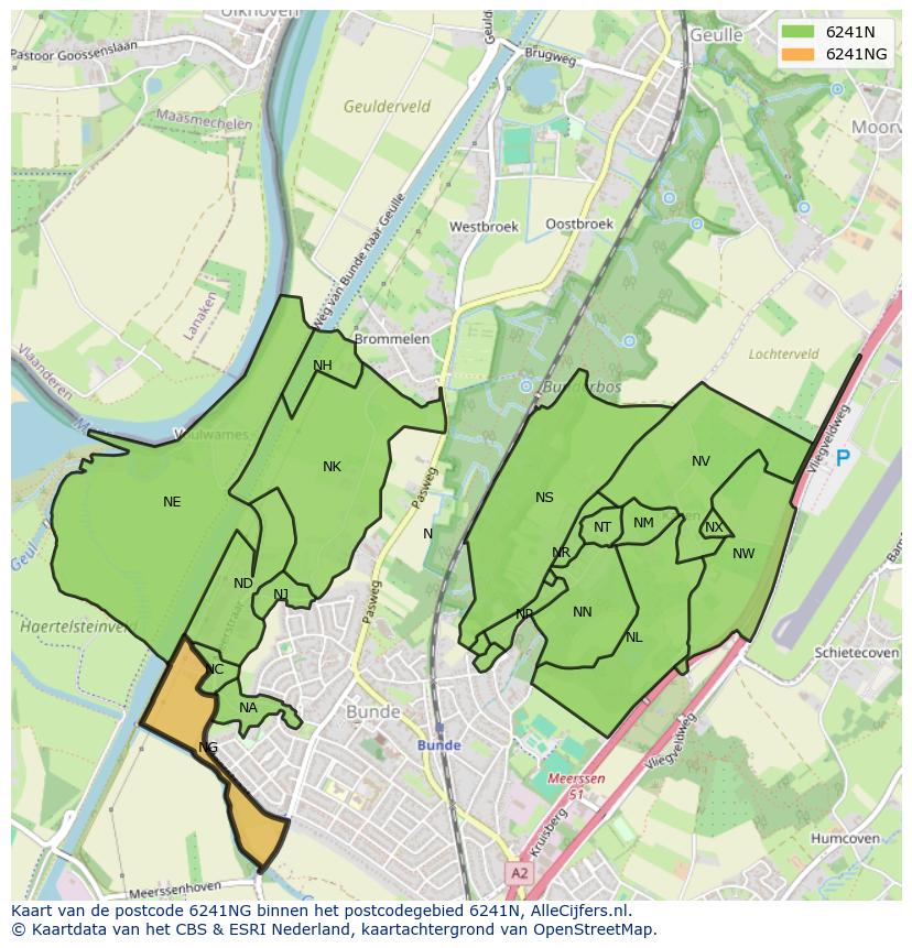 Afbeelding van het postcodegebied 6241 NG op de kaart.