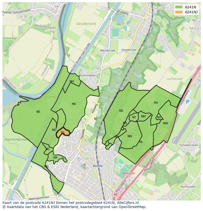 Afbeelding van het postcodegebied 6241 NJ op de kaart.