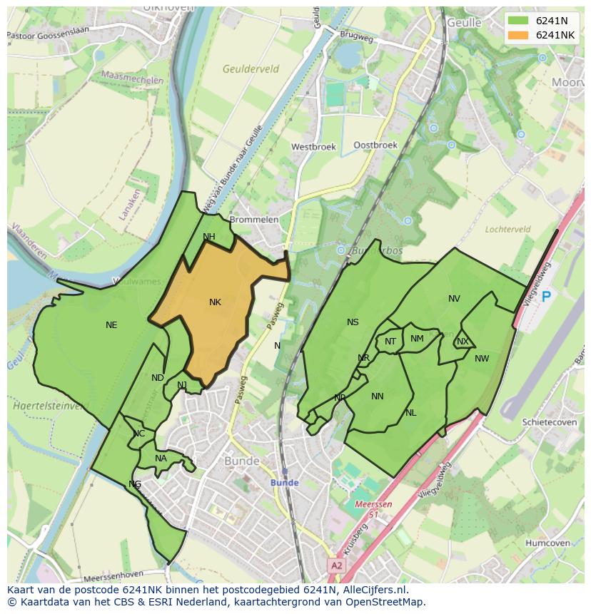 Afbeelding van het postcodegebied 6241 NK op de kaart.