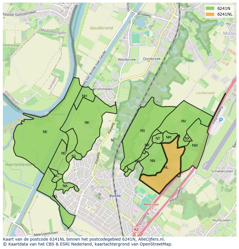 Afbeelding van het postcodegebied 6241 NL op de kaart.