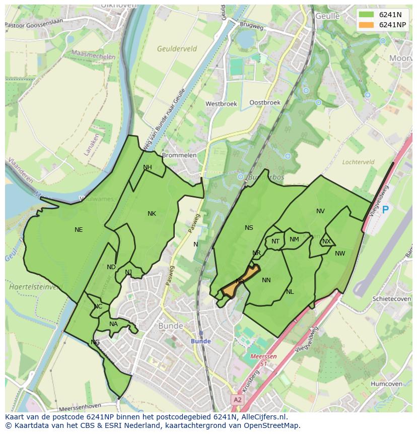 Afbeelding van het postcodegebied 6241 NP op de kaart.