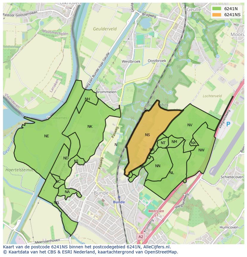 Afbeelding van het postcodegebied 6241 NS op de kaart.