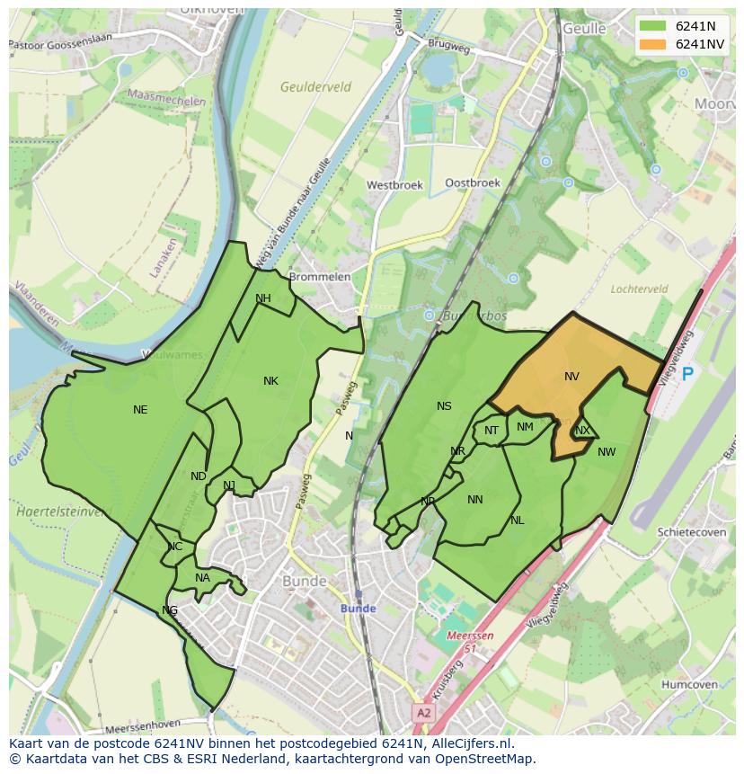 Afbeelding van het postcodegebied 6241 NV op de kaart.