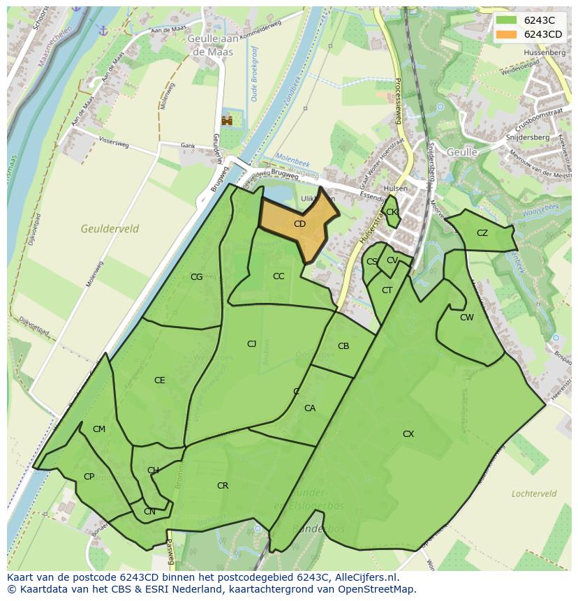 Afbeelding van het postcodegebied 6243 CD op de kaart.