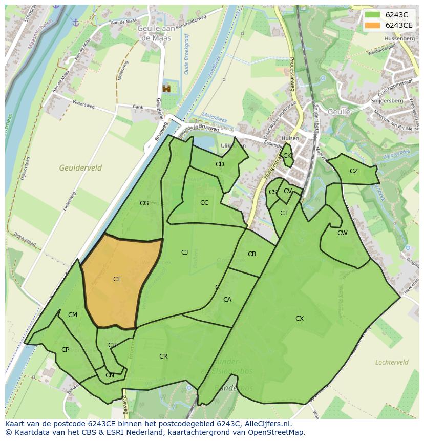 Afbeelding van het postcodegebied 6243 CE op de kaart.