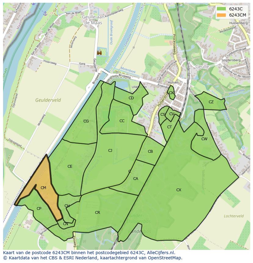 Afbeelding van het postcodegebied 6243 CM op de kaart.