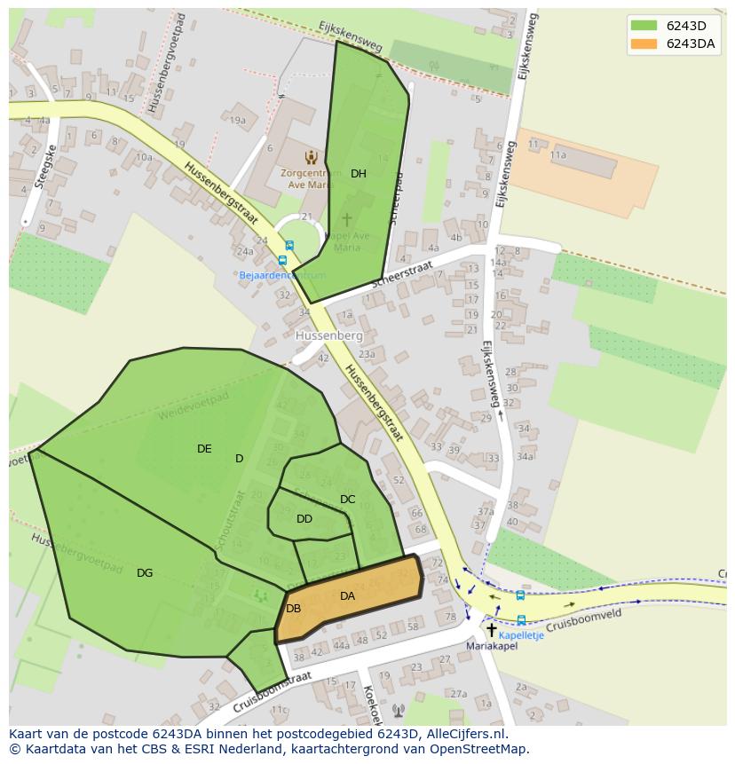 Afbeelding van het postcodegebied 6243 DA op de kaart.