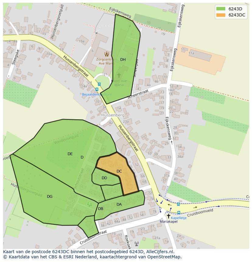 Afbeelding van het postcodegebied 6243 DC op de kaart.