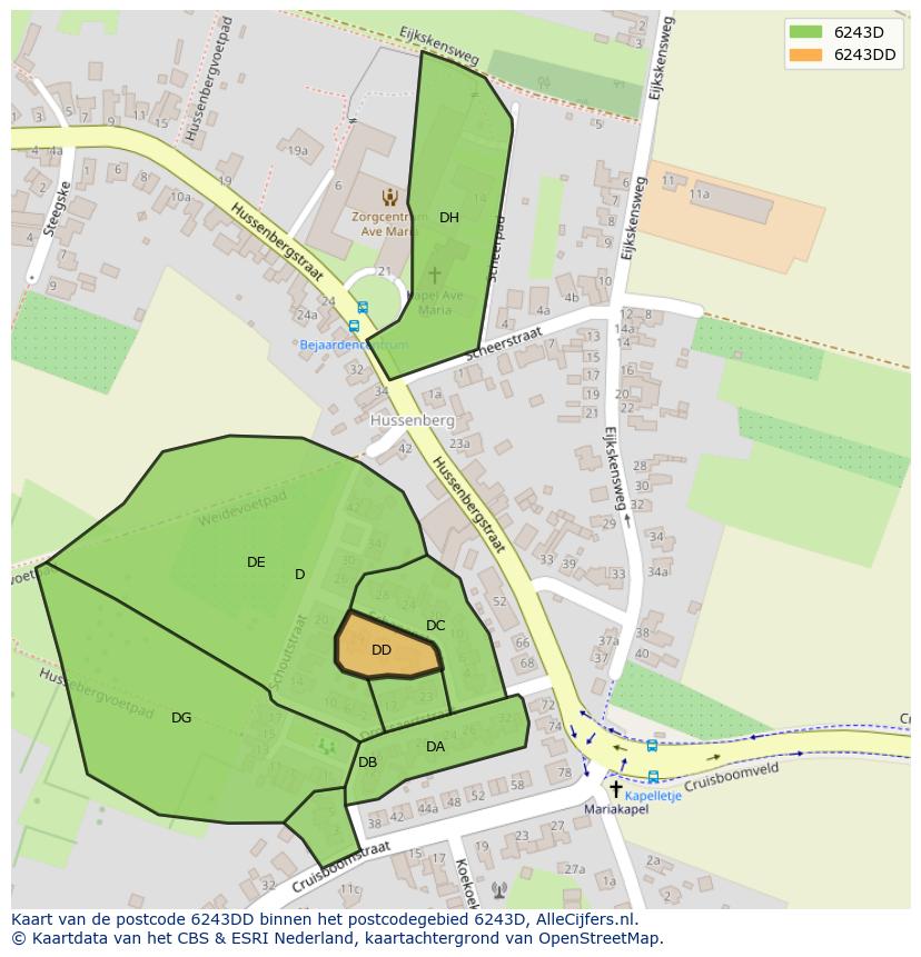 Afbeelding van het postcodegebied 6243 DD op de kaart.