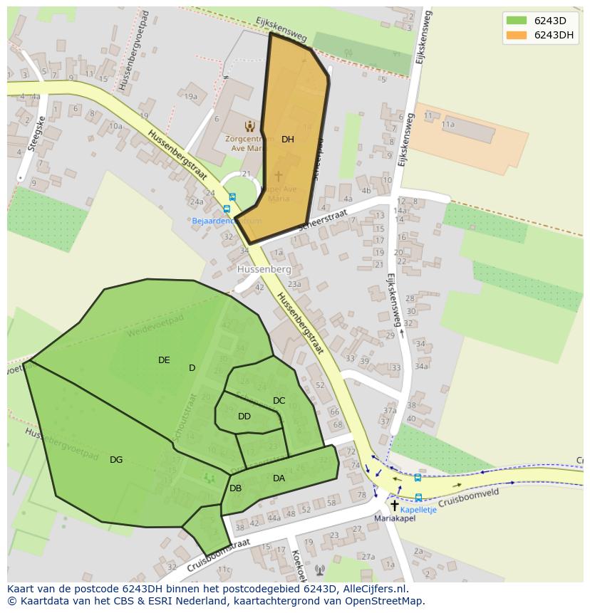 Afbeelding van het postcodegebied 6243 DH op de kaart.