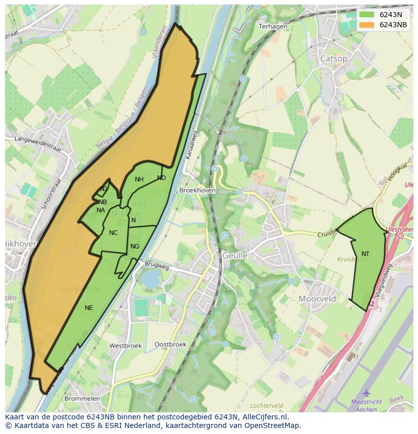 Afbeelding van het postcodegebied 6243 NB op de kaart.