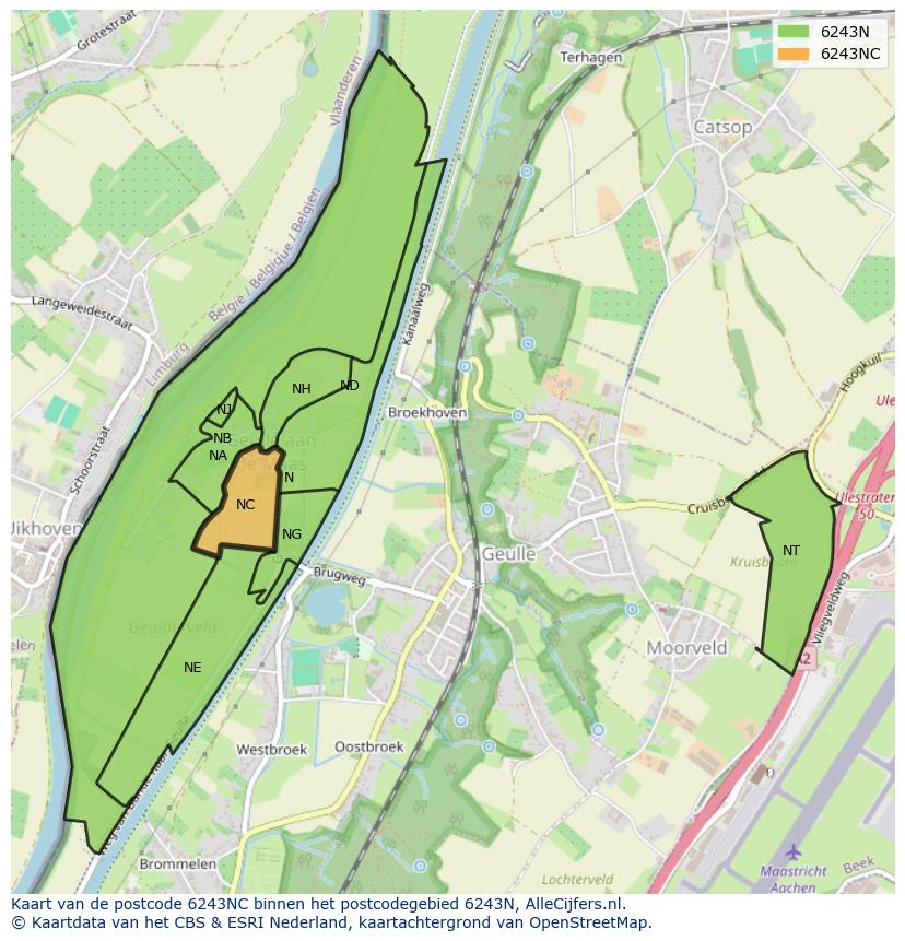 Afbeelding van het postcodegebied 6243 NC op de kaart.