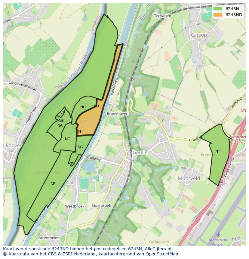 Afbeelding van het postcodegebied 6243 ND op de kaart.