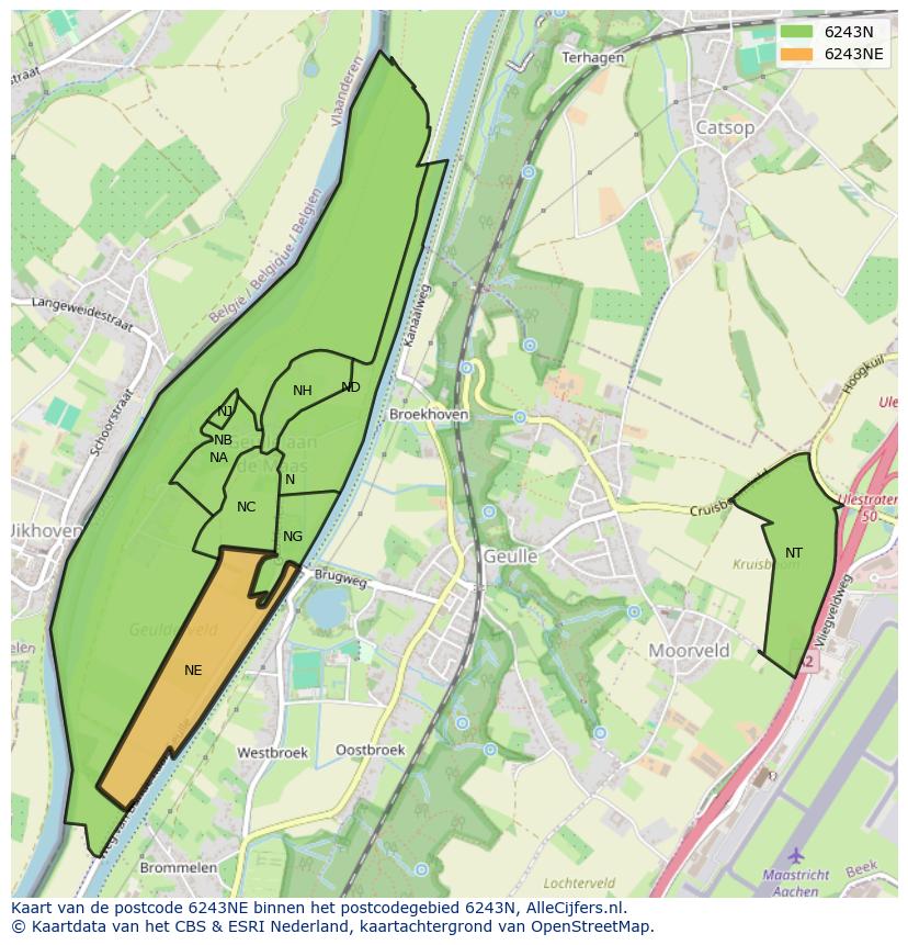 Afbeelding van het postcodegebied 6243 NE op de kaart.