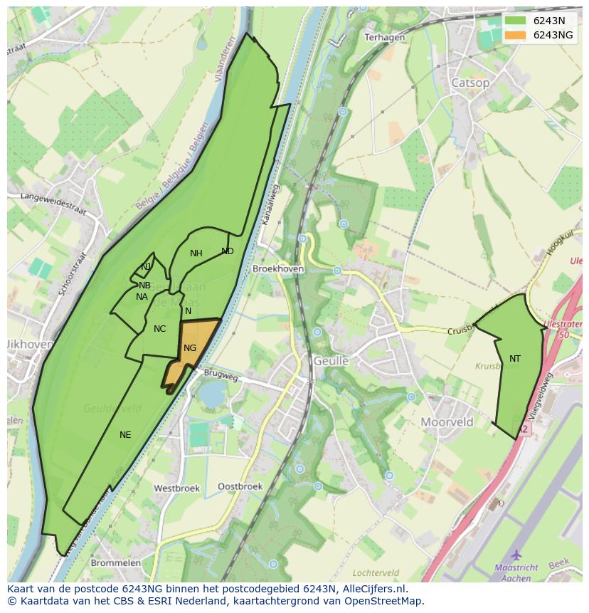 Afbeelding van het postcodegebied 6243 NG op de kaart.