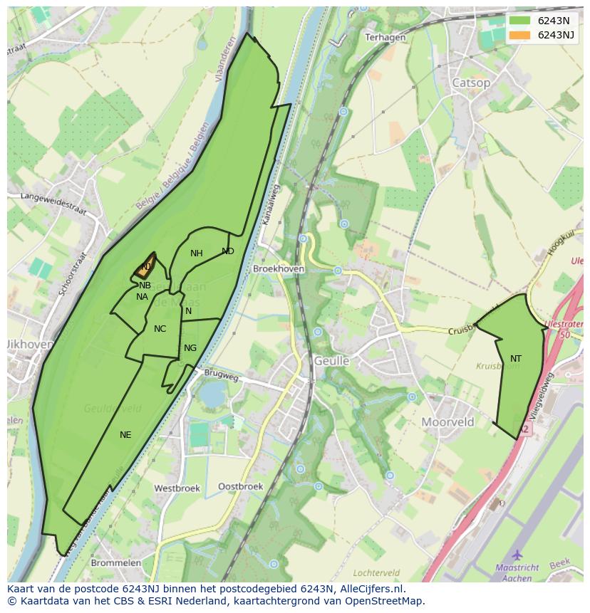 Afbeelding van het postcodegebied 6243 NJ op de kaart.