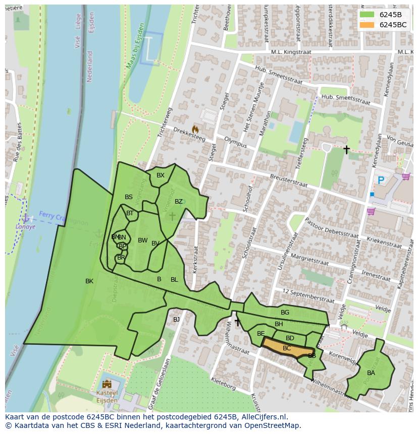 Afbeelding van het postcodegebied 6245 BC op de kaart.