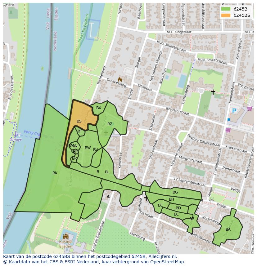 Afbeelding van het postcodegebied 6245 BS op de kaart.