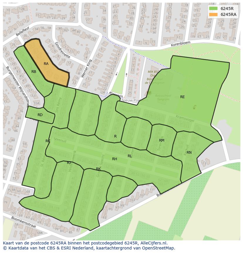 Afbeelding van het postcodegebied 6245 RA op de kaart.