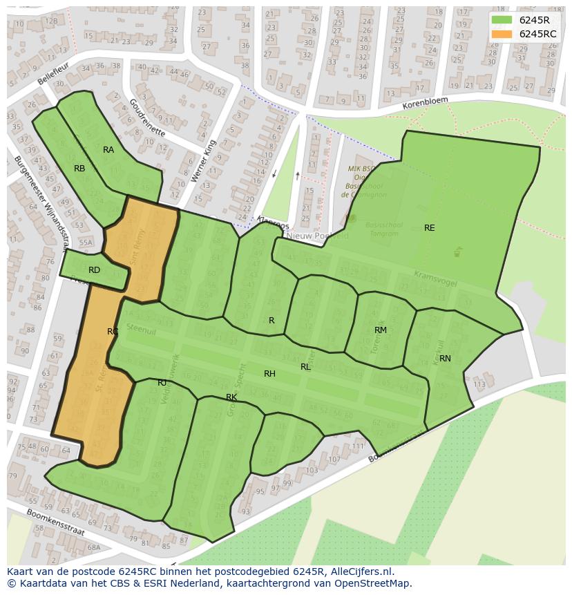 Afbeelding van het postcodegebied 6245 RC op de kaart.