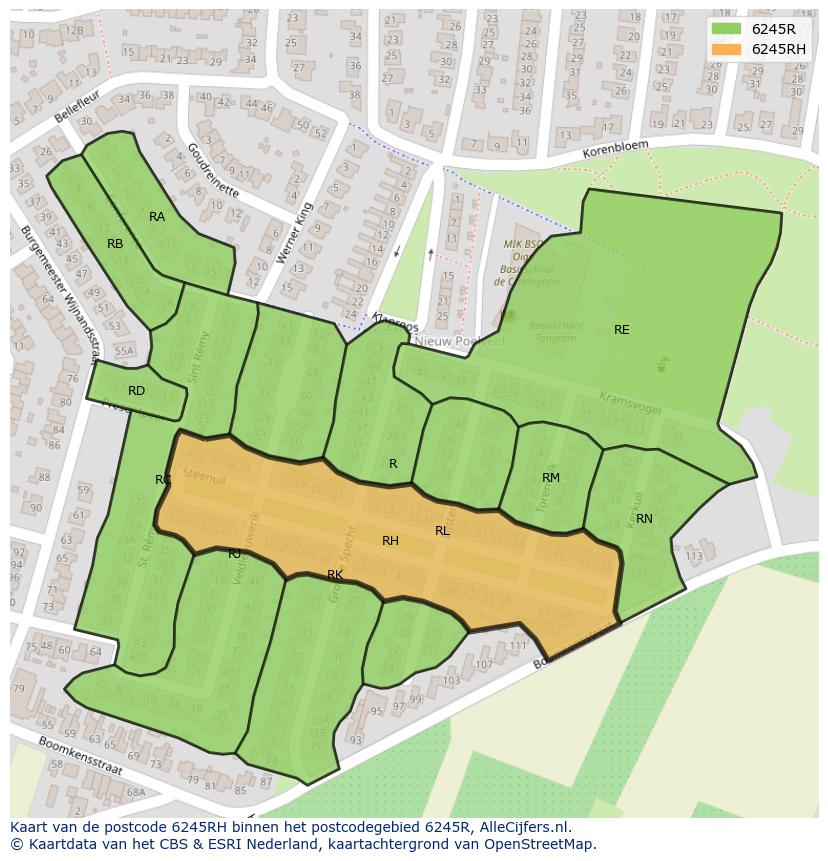 Afbeelding van het postcodegebied 6245 RH op de kaart.
