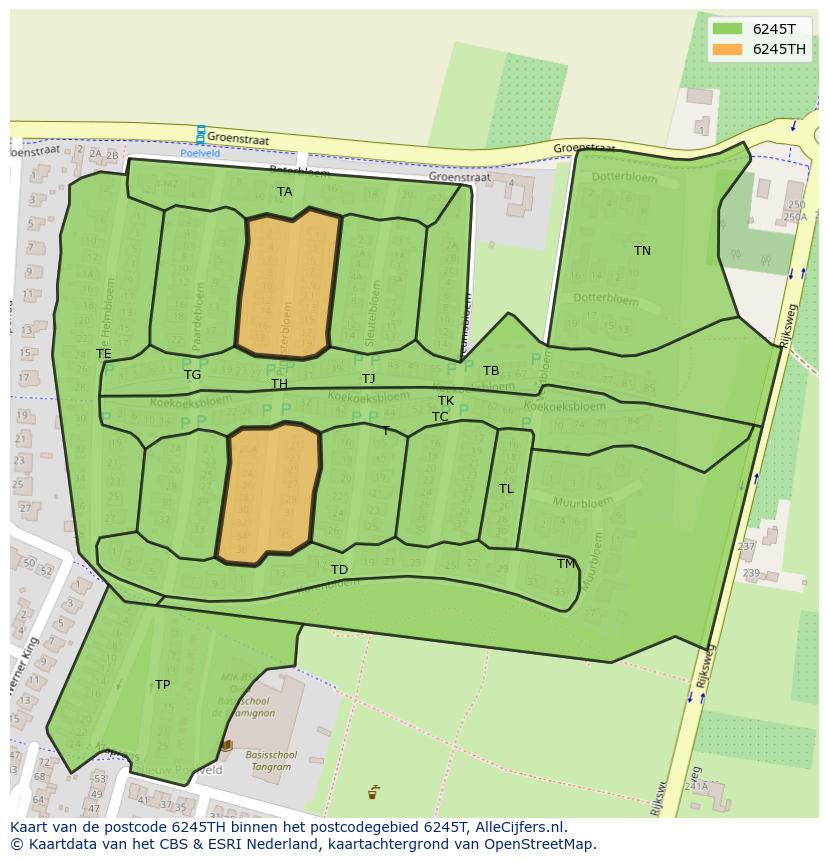 Afbeelding van het postcodegebied 6245 TH op de kaart.