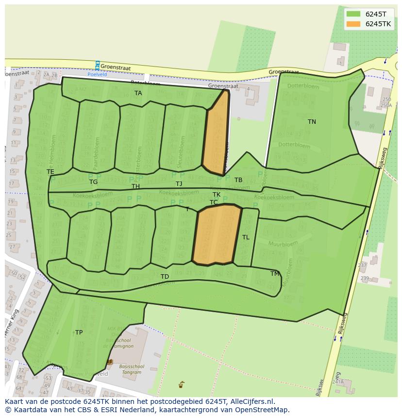 Afbeelding van het postcodegebied 6245 TK op de kaart.