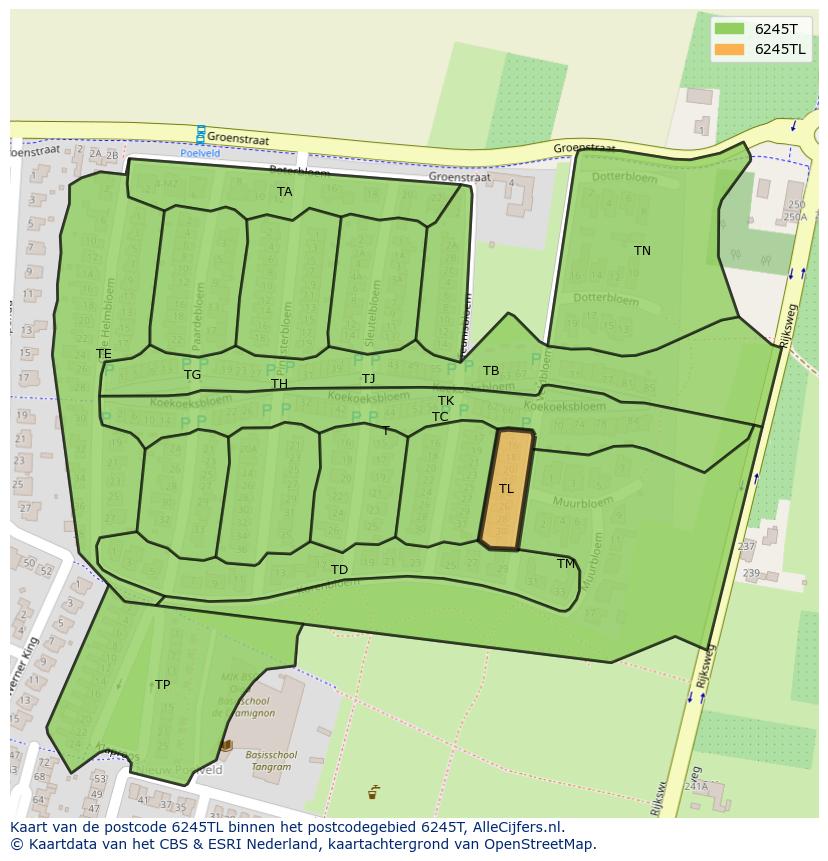 Afbeelding van het postcodegebied 6245 TL op de kaart.
