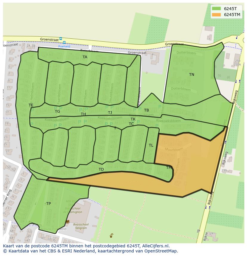 Afbeelding van het postcodegebied 6245 TM op de kaart.